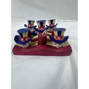 Uncle Sam 4th Of July Patriotic Firecracker Tic-Tac-Toe Set Game Terry Village